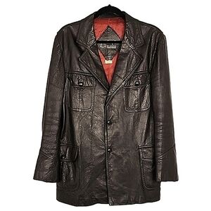 Marquis of London‎ Men's Brown 70's Vintage Leather Button Up Lined Jacket 42
